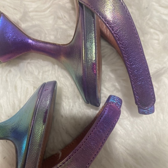 Amina Muaddi Begum crystal-embellished metallic leather slingback pumps size39.5 - Picture 12 of 15